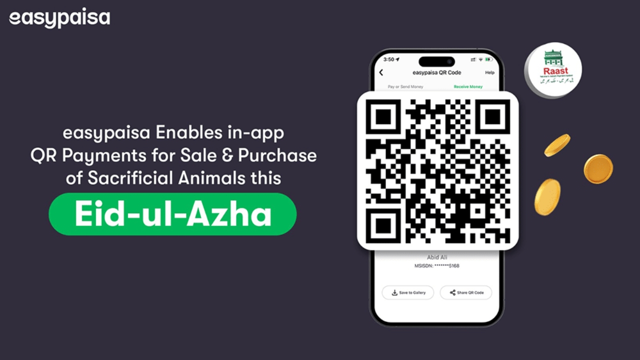 easypaisa now allows users to make QR payments via mobile applications for the buying and selling of sacrificial animals during Eid-ul-Azha.